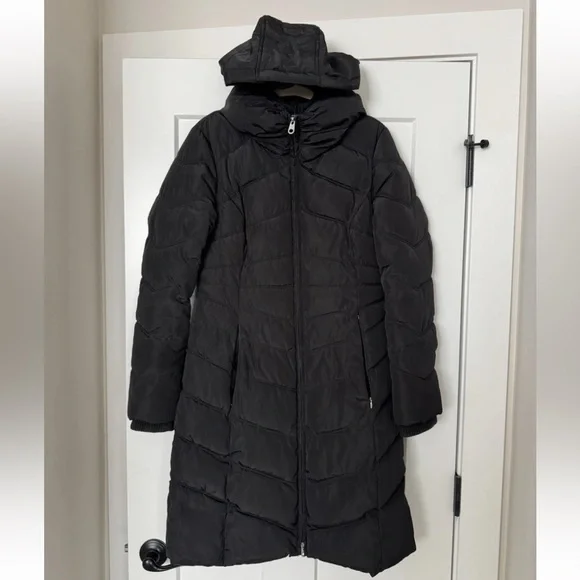 JESSICA SIMPSON Women's XS Hooded Puffer Long Black Zip-Up Jacket Winter Coat - Picture 6 of 14